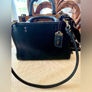 Coach Rogue 25 Black Bag Gunmetal Hardware Mustard Suede fabulous Handbag